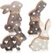 4 Pcs Easter Decoration Easter Bunny Wooden Sign Tabletop Rabbit Decor with Jute Rope Freestanding Farmhouse Rabbit Tiered Tray Decor for Spring Desk Decor (Brown)